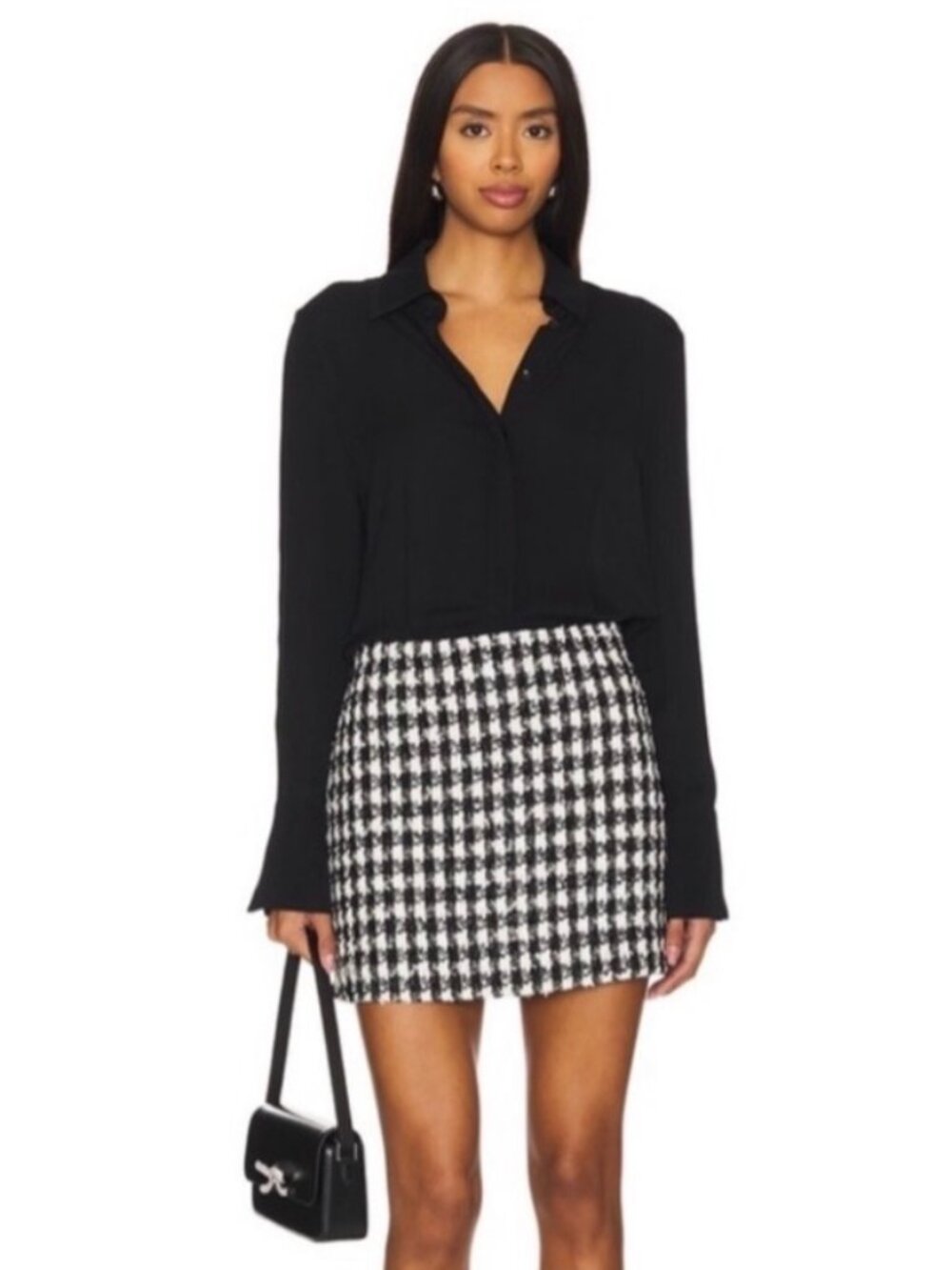 NWT Alice + Olivia "Mattie" Mini Shirt Dress in Black and White. Size 2